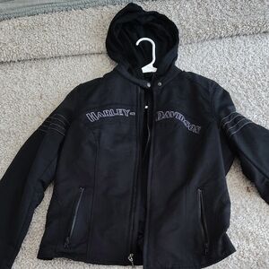 Harley-Davidson Black Hooded Biker Jacket with Logo
